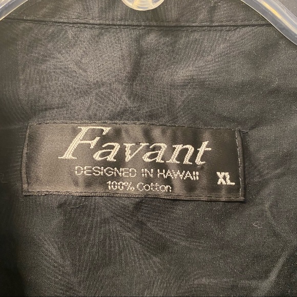 Favant Hawaiian Shirt Size Large Black and Tan - Picture 3 of 3